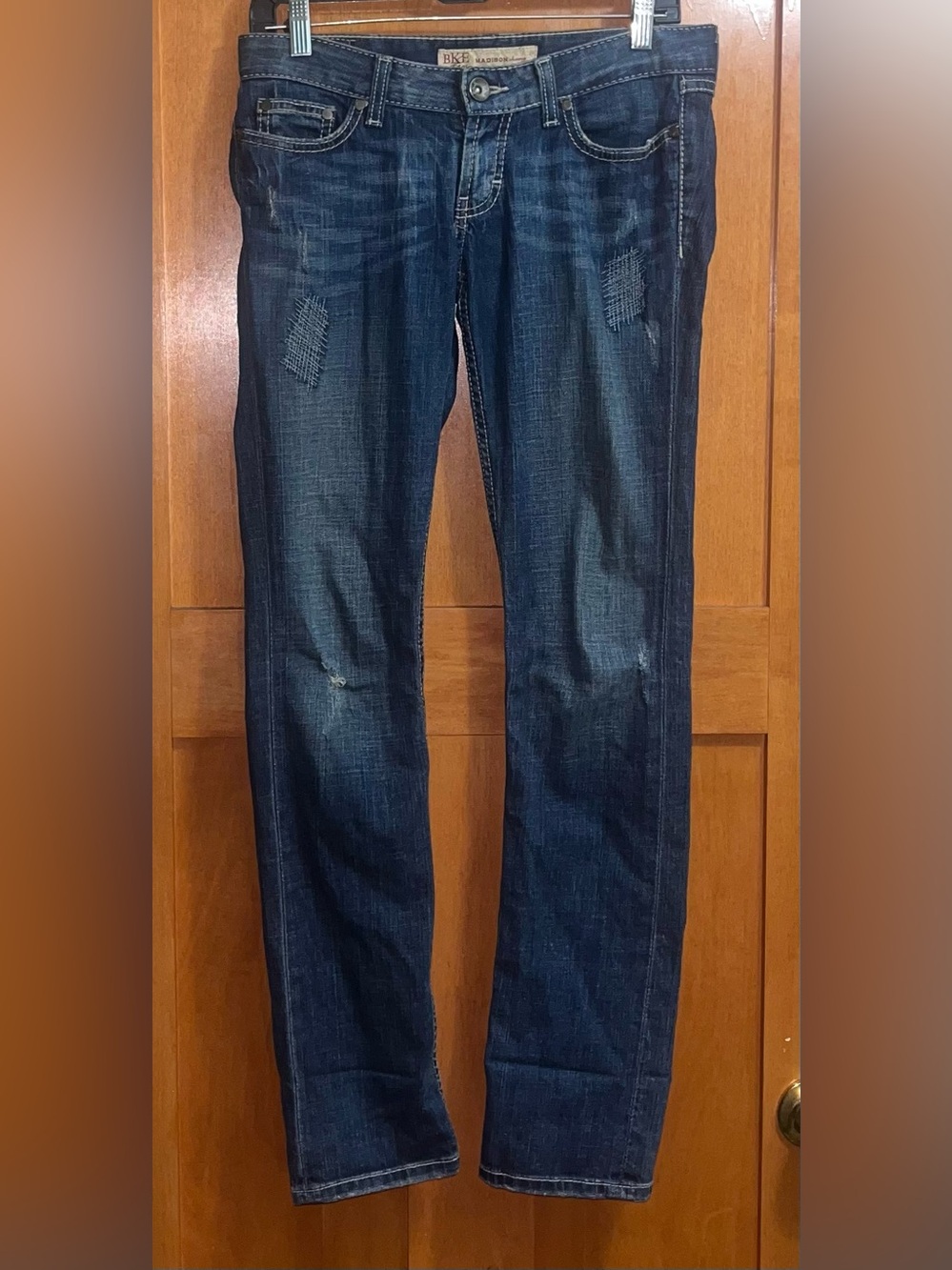 Buckle BKE Madison Skinny Stretch Low Rise Distressed Women’s Jeans 26x31.5 Blue